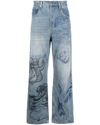 Jeans stampati azzurri di DOMREBEL