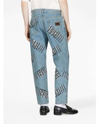 Jeans stampati azzurri di Gucci
