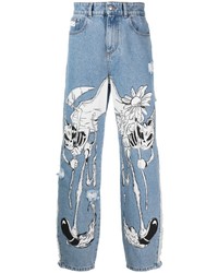 Jeans stampati azzurri di Gcds