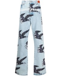 Jeans stampati azzurri di Heron Preston