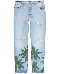 Jeans stampati azzurri di Palm Angels