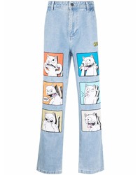 Jeans stampati azzurri di RIPNDIP