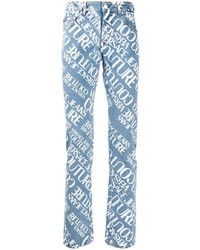 Jeans stampati azzurri di VERSACE JEANS COUTURE