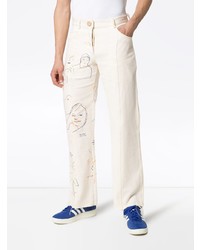 Jeans stampati beige di Bethany Williams