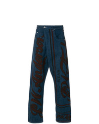 Jeans stampati blu scuro di JW Anderson