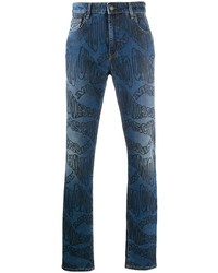 Jeans stampati blu scuro di Moschino