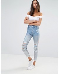 Jeans stampati blu di Missguided