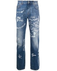 Jeans stampati blu di John Richmond