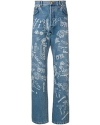 Jeans stampati blu di Versace