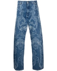 Jeans stampati blu di Versace