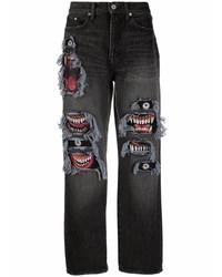 Jeans stampati neri di Doublet