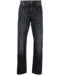 Jeans stampati neri di Versace