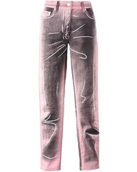 Jeans stampati rosa di Moschino