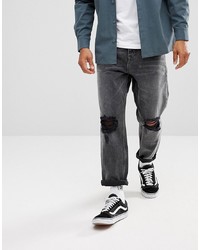 Jeans strappati grigio scuro di ASOS DESIGN