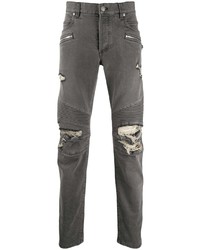 Jeans strappati grigio scuro di Balmain