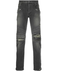 Jeans strappati grigio scuro di Balmain