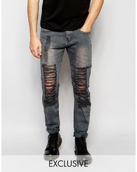 Jeans strappati grigio scuro
