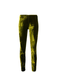 Leggings di velluto verde oliva di Jean Paul Gaultier Vintage