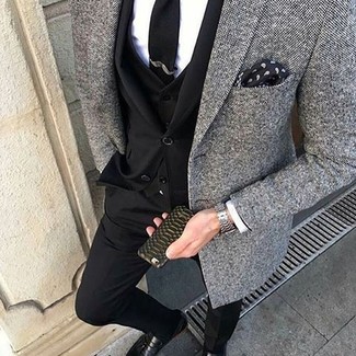 Blazer di tweed grigio scuro di Emporio Armani