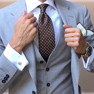 Cravatta a pois marrone scuro di Dolce & Gabbana