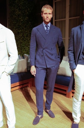 Mocassini eleganti in pelle scamosciata blu scuro di Giorgio Armani