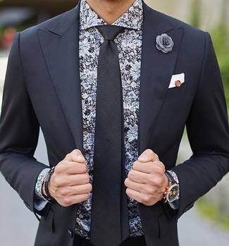 Camicia elegante a fiori nera di Tom Ford