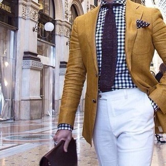 Come indossare e abbinare un blazer senape: Abbina un blazer senape con un blazer terracotta per essere elegante ma non troppo formale.