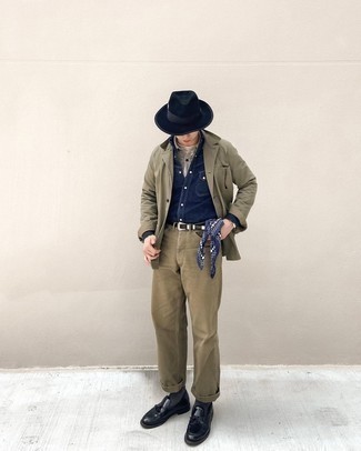 Camicia a maniche lunghe in chambray grigia di Thom Browne