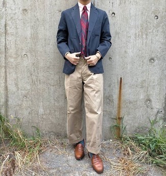 Cravatta a righe orizzontali rossa e blu scuro di Thom Browne