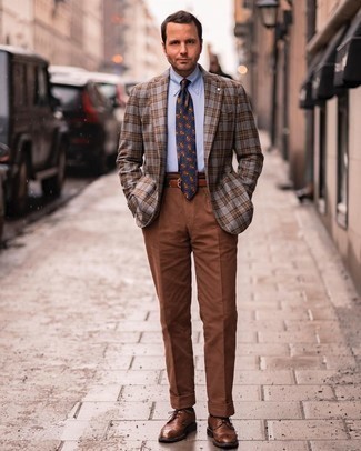 Come indossare e abbinare pantaloni eleganti con scarpe brogue: Potresti combinare un blazer di lana scozzese marrone con pantaloni eleganti per essere sofisticato e di classe. Questo outfit si abbina perfettamente a un paio di scarpe brogue.