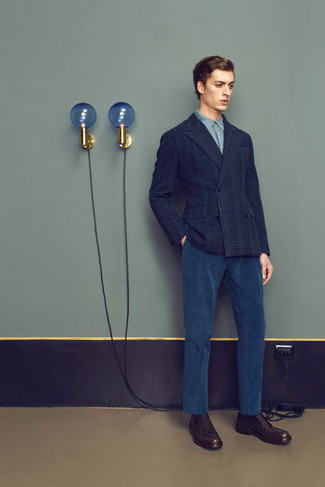 Pantaloni eleganti di velluto a coste blu scuro di Massimo Alba