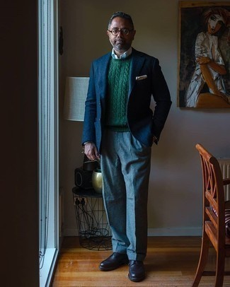 Maglione a trecce verde scuro di Polo Ralph Lauren