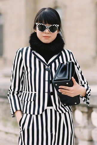 Blazer a righe verticali bianco e nero di Dolce & Gabbana