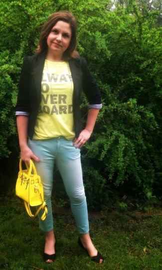 T-shirt girocollo stampata gialla di P.A.R.O.S.H.