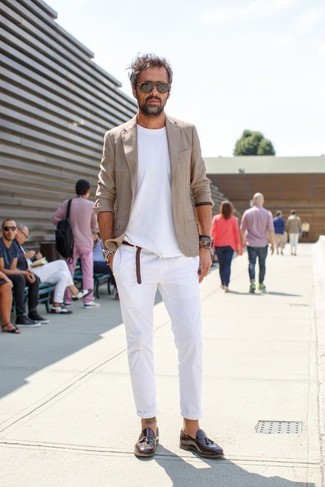 item Bloom Manifest Come indossare e abbinare pantaloni eleganti di lino bianchi con una giacca di  lino beige in estate 2023 (2 outfit) | Lookastic