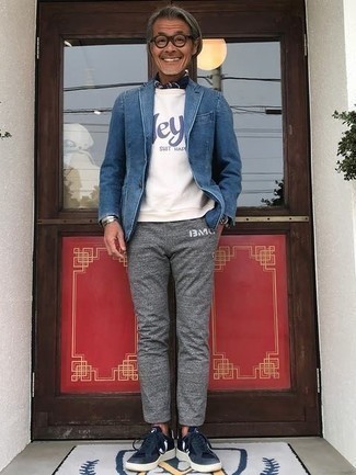 Blazer di jeans blu di Feng Chen Wang