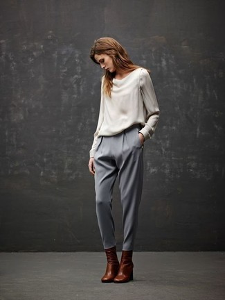 Pantaloni stretti in fondo grigi di Fabiana Filippi