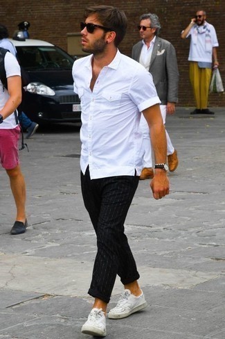 Camicia a maniche corte bianca di Giorgio Armani