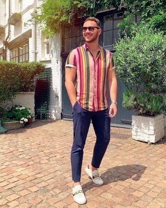 Camicia a maniche corte a righe verticali multicolore di Sandro Paris