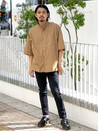 Camicia a maniche corte marrone chiaro di Han Kjobenhavn