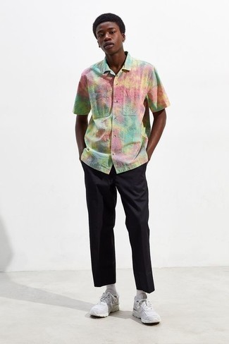 Camicia a maniche corte effetto tie-dye multicolore di Marni