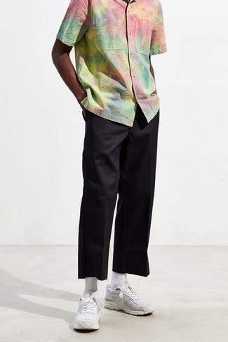 Camicia a maniche corte effetto tie-dye multicolore di John Elliott