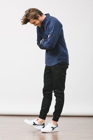 Camicia a maniche lunghe blu scuro di Helmut Lang