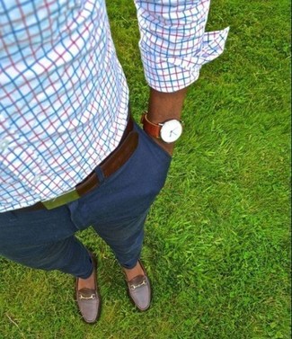 Camicia a maniche lunghe scozzese bianca e rossa e blu scuro di Polo Ralph Lauren