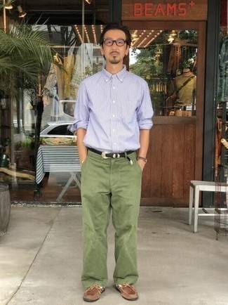 Camicia a maniche lunghe a righe verticali azzurra di Kenzo