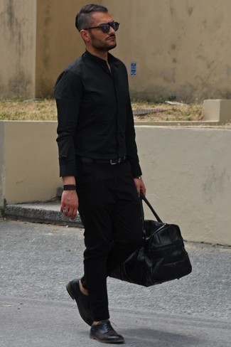 Camicia a maniche lunghe nera di Lemaire