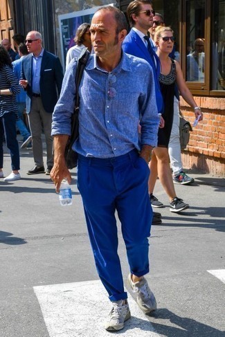 Camicia a maniche lunghe di lino blu di Mp Massimo Piombo