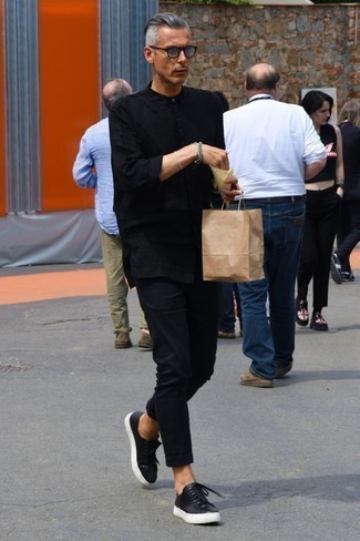 Camicia a maniche lunghe nera di Saint Laurent