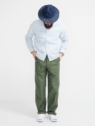Camicia a maniche lunghe stampata azzurra di Jil Sander