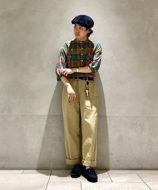 Camicia a maniche lunghe scozzese verde di Junya Watanabe MAN